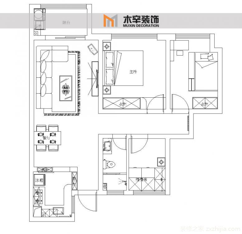 文一名门绿洲三室二厅90平装修效果图