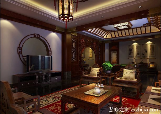 现代中式风格样例中式古典客厅装修效果图