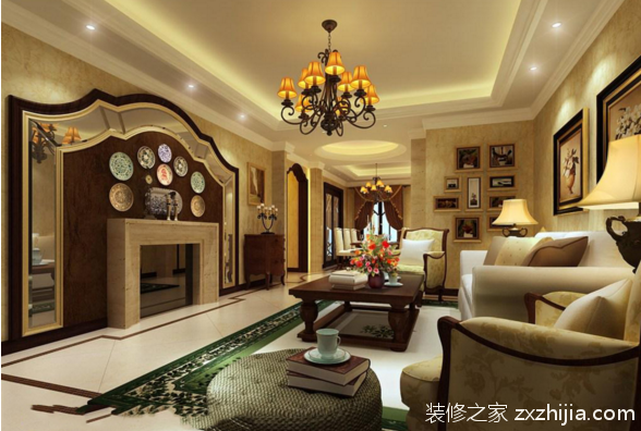 欧式风格客厅铺地板的效果图