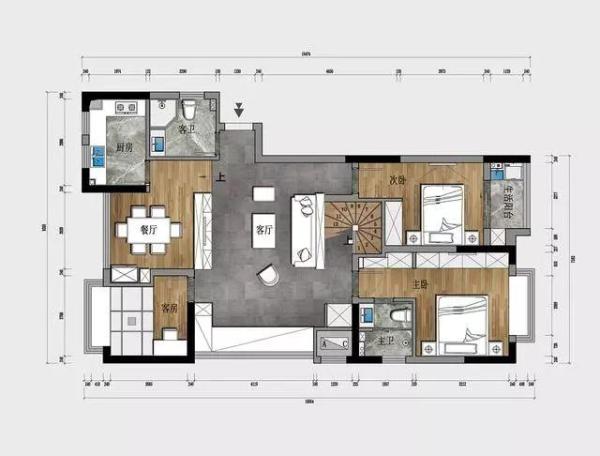两房打通做成一房顶层平层大户型住着就是舒服