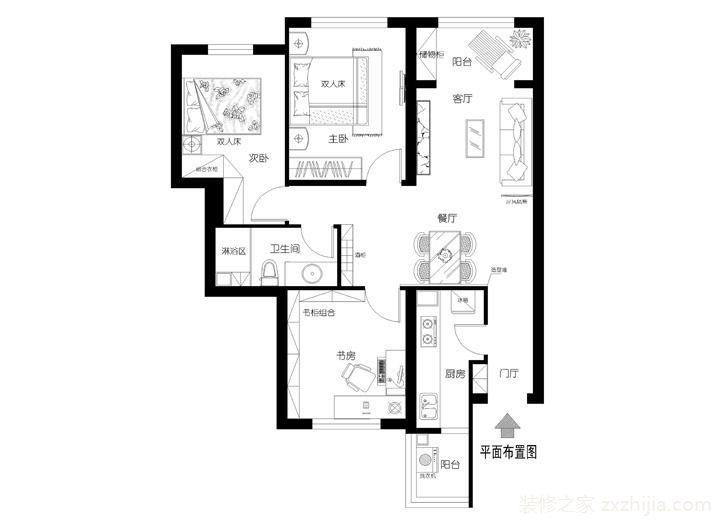 老人居住融泽嘉园100平米极简中式三居室