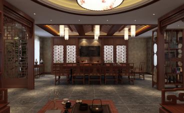 桃源會所咖啡色日式餐廳裝潢