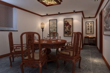 桃源會所咖啡色日式餐廳效果圖