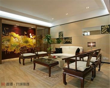 中海國際社區新中式風格客廳裝修效果圖