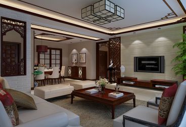 中式古典金地褐石公館客廳裝修
