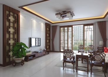 廣益景苑新中式風(fēng)格客廳裝修效果圖