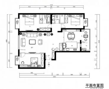 富力又一城120平米美式風格——平面布置