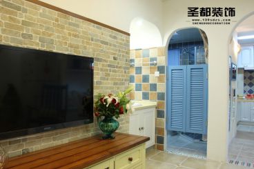 萬(wàn)家花城溫情地中海80方客廳實(shí)拍圖
