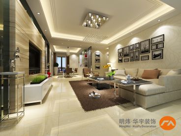 水岸豪門現(xiàn)代簡約客廳效果圖