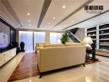 白馬公寓300方港式客廳效果圖