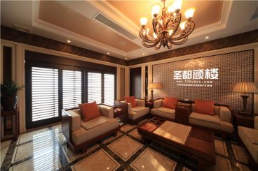德清別墅800方新中式客廳效果圖