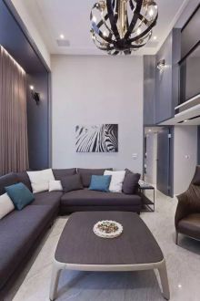 110㎡時(shí)髦LOFT現(xiàn)代簡(jiǎn)約客廳效果圖