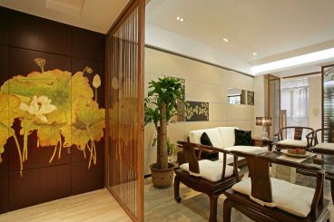 陽(yáng)光港灣新中式客廳效果圖