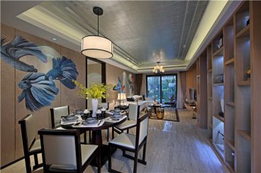 玉蘭花園新中式餐廳效果圖