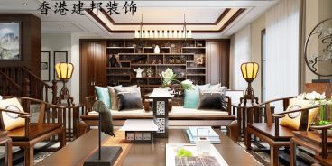 唐島金灣 別墅新中式書房效果圖