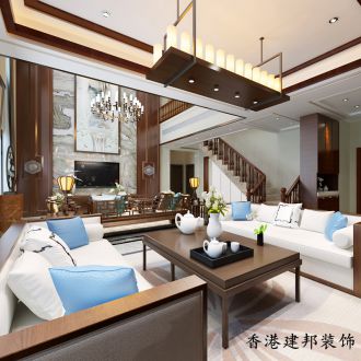 唐島金灣 別墅新中式客廳效果圖