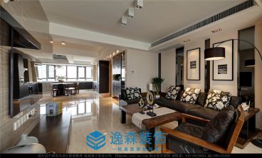 華潤橡樹灣現(xiàn)代簡約客廳效果圖