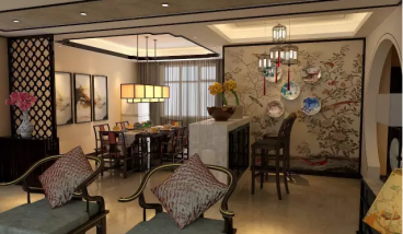 湖光金色新中式餐廳效果圖