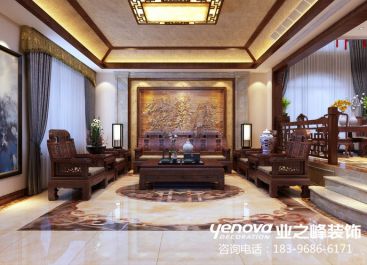 中海鉑宮新中式客廳效果圖