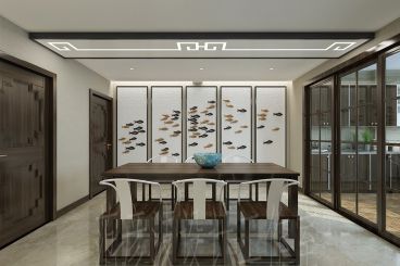 萬科金域華府新中式餐廳效果圖