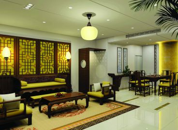 高新區(qū)金海名園新中式客廳效果圖