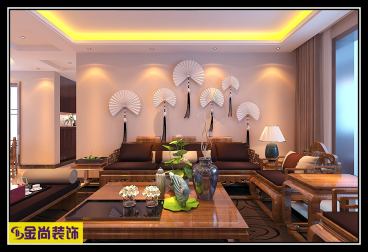 中建長(zhǎng)清湖新中式客廳效果圖
