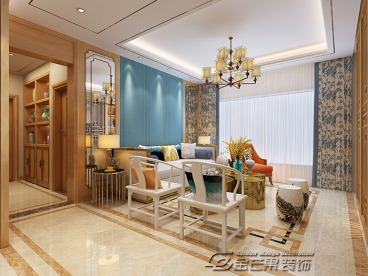 實(shí)力壹方城新中式客廳效果圖