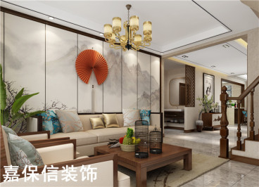 天和新城新中式背景墻效果圖