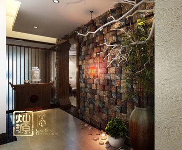 東盟園新中式洪光養(yǎng)生會(huì)所走廊效果圖