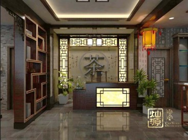 御茶軒南寧茶館裝修背景墻效果圖