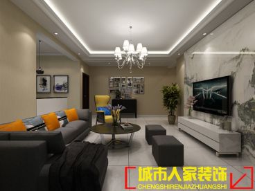 方誠棕櫚泉現代簡約客廳效果圖