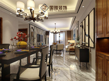 春天大廈新中式餐廳效果圖