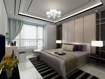 自建別墅中式臥室效果圖
