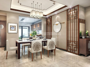 碧湖豪庭新中式餐廳效果圖