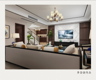 中央城 御湖公館新中式客廳效果圖