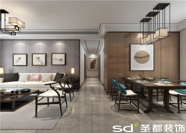 信達(dá)天御新中式廊道效果圖