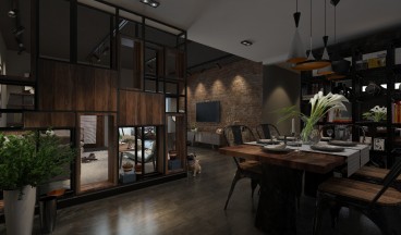 滇池明珠廣場工業(yè)風(fēng)餐廳效果圖