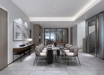 晉府水巷別墅現(xiàn)代簡(jiǎn)約餐廳效果圖