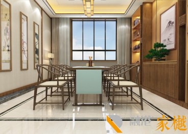 桑園大峪別墅新中式餐廳效果圖