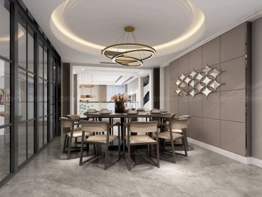清華園現(xiàn)代簡約餐廳效果圖