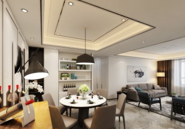 大觀首府現代簡約餐廳效果圖