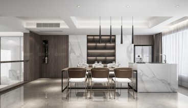 名君別院別墅現(xiàn)代簡(jiǎn)約餐廳效果圖