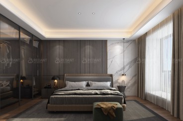 楓丹壹號現(xiàn)代簡約臥室效果圖