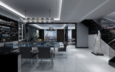 半島首府現(xiàn)代簡約餐廳效果圖