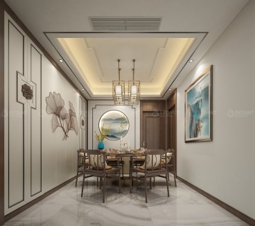 建發(fā)獨(dú)墅灣新中式餐廳效果圖