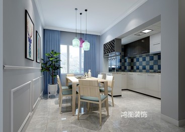 招商依云水岸現(xiàn)代簡約餐廳效果圖