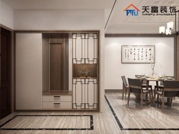 國瑞藍山郡90㎡新中式玄關效果圖