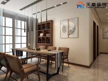 金色禮贊128㎡新中式餐廳效果圖