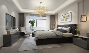 華潤國際社區(qū)現(xiàn)代簡約臥室效果圖