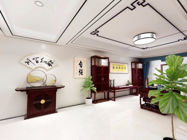 潞州區(qū)久安瑞華苑中式書房效果圖